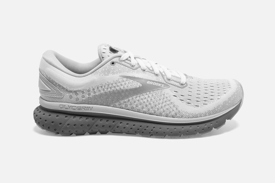 Brooks Women's Glycerin 18 Road Running Shoes White/Grey WHGX-75190